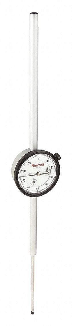 STARRETT Long Stroke Dial Indicator - Lug Back: 0 in to 4 in, Inch, Plunger - Continuous Reading Back Lug Dial Indicators