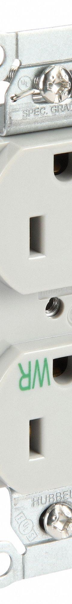 HUBBELL Receptacle: Duplex, 5-15, Gray, 125V AC, 15 A, 2 Pole / 3 Wire (MPN BR15GRYWR)