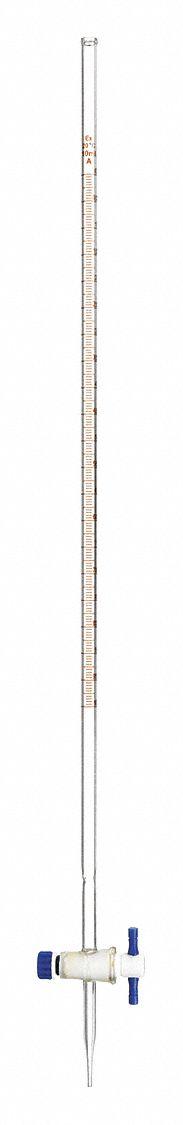 APPROVED VENDOR Straight Bore Buret: 10 mL, A, 560 mm, ±0.025 mL, 0.05 mL Inc, Glass (MPN 6CDP4). Key specifications — Closure Included: Yes; Tolerance: ±0.025 mL; Brand: APPROVED VENDOR; Body Material: Glass.