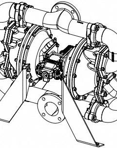 SANDPIPER Air Operated Double Diaphragm Pump: Stainless Steel Body, 3 in, Flange Connection, 297 gpm (MPN HDF3,DK1S.). Key specifications — Brand: SANDPIPER; Seat Material: SS; Check Valve Material: Hytrel.