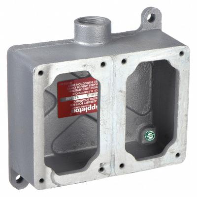 APPLETON ELECTRIC Mounting Body: 2 Gangs, Iron, 1 in Hub Size, Dead End - 2-Gang Hazardous Location Electrical Boxes