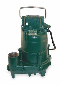 ZOELLER Submersible Sump Pump: 3/10 hp, 115V AC, Single Phase, 34 gpm Flow Rate @ 10' of Head, FNPT (MPN 371-0002). Key specifications — Impeller Material: Thermoplastic; Rated Voltage: 115V AC; Brand: ZOELLER; Switch: Not Included.