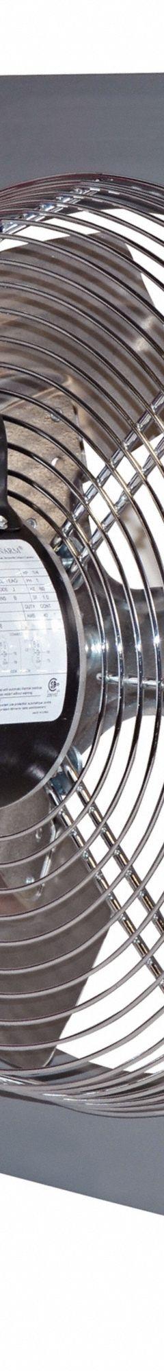 Exhaust Fan: Direct Drive, 24 in Blade, 1/3 hp, 5,000 cfm, 115V AC, 1 ph, Totally Enclosed (MPN P24-2). Key specifications — Frame Finish: Powder Coated; Blade Material: Galvanized Steel; Assembled: Assembled; Brand: CANARM; Nameplate Voltage: 115V AC; Frame Material: Steel; Guard Type: Intake; Motor Type: Single Phase.