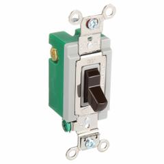 HUBBELL Wall Switch: Toggle Switch, 3-Way, Maintained, Brown, 120/277V AC, 30 A (MPN HBL3033). Key specifications — Illuminated: No; Voltage Rating: 120/277V AC.