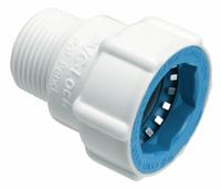 HYDRORAIN Adapter: 3/4" Push x 3/4" MPT, ABS Plastic, 150 psi Max Working Pressure, 1.88 in Wd (MPN 07778). Key specifications — Connection: 3/4" Push x 3/4" MPT; Material: ABS Plastic; Product Type: Adapter.