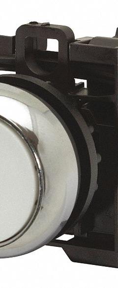 EATON Illuminated Push Button: Illuminated, Flush Profile, Non-Metallic, 22 mm, 1NO/1NC (MPN M22-DL-W-K11-W). Key specifications — Brand: EATON; Action: Momentary; Series: M22; Push Button Material Type: Non-Metallic.
