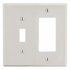 HUBBELL Wall Plate: Combo, 2 Gang, Almond, Midsize Size (MPN PJ126LA). Key specifications — Brand: HUBBELL; Material: Polycarbonate.