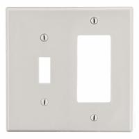 HUBBELL Wall Plate: Combo, 2 Gang, Almond, Midsize Size (MPN PJ126LA). Key specifications — Brand: HUBBELL; Material: Polycarbonate.