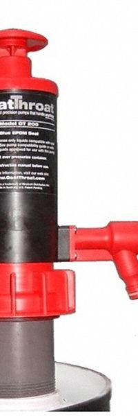 GOATTHROAT PUMPS Hand Pump: Piston Action, Polypropylene Housing, 48 oz per stroke, Piston, Buna-N (MPN GT100). Key specifications — Brand: GOATTHROAT PUMPS; Housing Material: Polypropylene; Maximum Flow Rate: 48 oz per stroke; Suction Tube Material: PP; Seal Material: Buna-N.