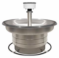 BRADLEY Wash Fountain: Silver, Stainless Steel, Circular, 54 in Overall Wd, 8 Stations (MPN S93-535). Key specifications — Bowl Shape: Circular; Drain Type: Central Rising, Supplied from Above; Color: Silver; Brand: BRADLEY; Series: Stainless Steel Classic; Sink Material: Stainless Steel; ADA Compliant: Not ADA Compliant.