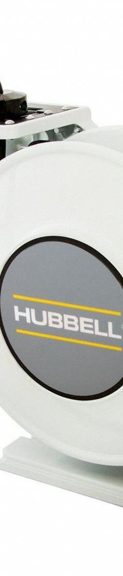 HUBBELL WIRING DEVICE-KELLEMS Extension Cord Reel: Ratchet Lock, 70 ft Cord Lg, 12 AWG, SJO, White (MPN HBLI70123). Key specifications — Retractable Cord Ending NEMA Configuration: Bare Wire; Brand: HUBBELL WIRING DEVICE-KELLEMS.