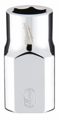 MILWAUKEE Standard Socket: Metric, 3/8 in Drive Size, 9 mm Socket Size, 6-Point, Std, Chrome (MPN 45-34-9079). Key specifications — attr1204417: MILWAUKEE; attr1204392: Chrome.