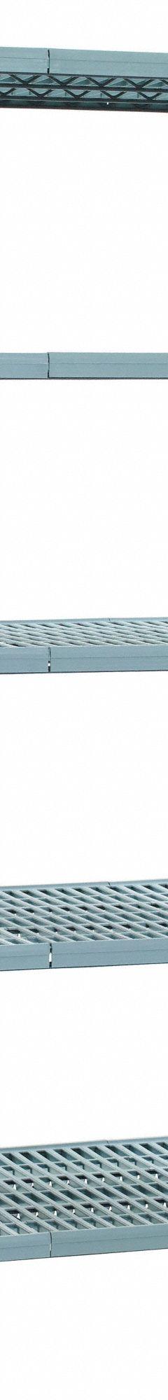 METRO Shelf Plastic Industrial Shelving (5): 24 in x 72 in, 74 in Overall Ht, 5 Shelves (MPN 5Q577G3). Key specifications — Resistance Properties: Antimicrobial; Shelf Adjustment Type: Quick-Adjust; Frame Material: Steel; Shelving Material: Steel; Brand: METRO.