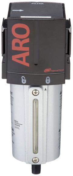 ARO Compressed Air Filter: Particulate, 1/2 in NPT, 5 micron, 197 cfm, 250 psi Max Op Pressure, 2000 (MPN F35341-410). Key specifications — attr110055: 2000; attr110008: ARO.