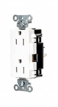 HUBBELL Receptacle: Decorator Duplex, 5-15, White, 125V AC, 15 A, 2 Pole / 3 Wire (MPN HBL2152STW)