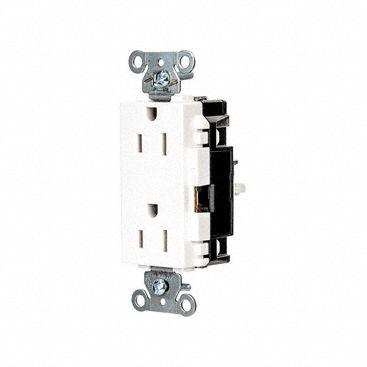 HUBBELL Receptacle: Decorator Duplex, 5-15, White, 125V AC, 15 A, 2 Pole / 3 Wire (MPN HBL2152STW) - General Purpose Receptacles