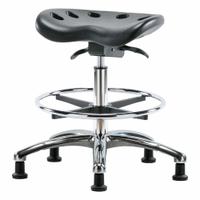 Tractor Stool: Polyurethane, Ht Range 20 in to 28 in, 17 in Seat Wd, 14 in Seat Dp, 5 Glides, Black (MPN ESD-PTMBSO-CR-CF-EG). Key specifications — Brand: APPROVED VENDOR; Foot Support: Yes; Base Material: Aluminum; ESD-Safe: ESD-Safe; Number of Casters: 0.