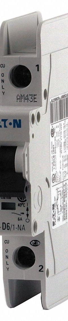 EATON Miniature Circuit Breaker: 16 A Amps, 48V DC, 10 kA, Lug, FAZ-NA, 277/480V AC, AC/DC (MPN FAZ-D16/1-NA-SP). Key specifications — Brand: EATON; DC Voltage Rating: 48V DC; Max. AIR Rating: 10 kA; Terminal Connection: Lug; AC Voltage Rating: 277/480V AC.